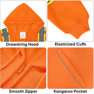 High Visibility <b>Working</b> <b>Mens</b> Hi Vis <b>Hoodie</b> Print Logo Construction Reflective Hi Vis <b>Hoodie</b> Construction - Product Image 2