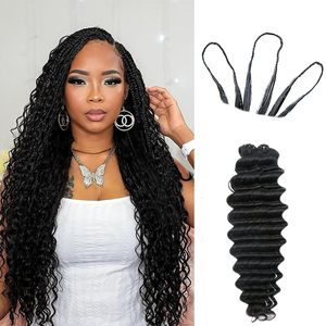 Extensions de cheveux indiens Remy Kbeth Deep Wave Knotless 1B pré-séparées pour crochet, ligne Feather Line, 100 % bouclés profonds, compatibles permanente - Product Image 1