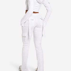 Pantalon de survêtement pour femme, taille haute, jambe large, coupe ample, pantalon ample ample, pantalon ample ample avec poches latérales - Product Image 3