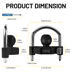 Candado de Combinación de 4 Dígitos Vypart Negro para Remolque de Caravana, Grillete de Seguridad, Candados de Viaje - Product Image 2