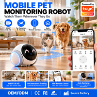 Caméra Robot Connectée Tuya Smart Wifi pour Animaux de Compagnie 1080P, WiFi Double Bande, Surveillance Intérieure Mobile, Suivi Laser, Audio Bidirectionnel, Avec Roues
