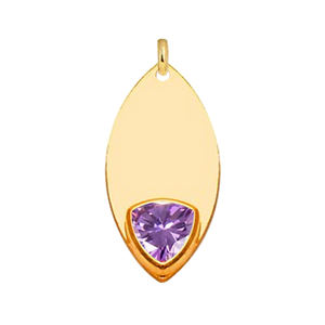 18K Gold Plated Marquise Shape Brass <b>Necklace</b> <b>Pendant</b> Purple <b>Amethyst</b> Trillion Gemstone for Children's Jewelry Making Charms - Product Image 1