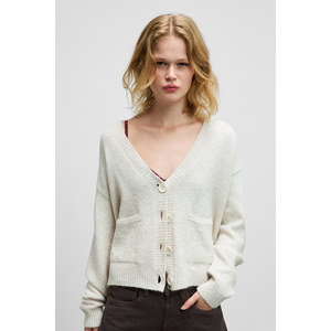 Suéter de Punto Regular con Cuello en V, Manga Larga y Bolsillos con Botones para Mujer, GRIMELANGE ESENCIA - Product Image 3