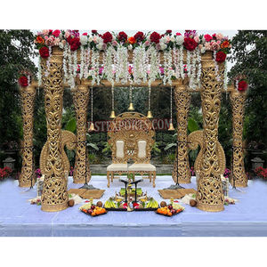 Mandap de Boda Indio con Temática al Aire Libre, Deslumbrante Mandap de Matrimonio Estilo Delizio, Mandap de Boda Cuadrado de Fibra de Vidrio Dorado, EE. UU. - Product Image 1