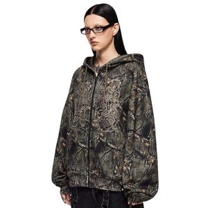 เสื้อฮู้ดดี้สตรีทแวร์คุณภาพสูง แบบสั่งทำพิเศษ ผ้าฟลีซ ซิป ฮู้ดดี้ทรงหลวม ไซส์ใหญ่ สไตล์แบ็กกี้ สำหรับผู้หญิง - Product Image 4