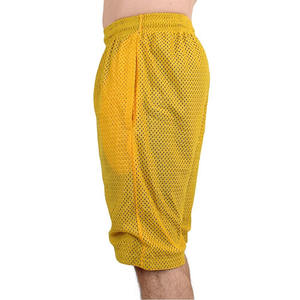 Shorts de basket-ball jaunes en mesh pour hommes avec poches, séchage rapide, respirants, motif sublimé, logo personnalisé, shorts en mesh pour hommes - Product Image 3