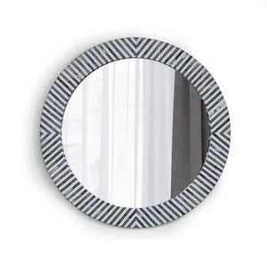 Diseño de incrustaciones de hueso de espejo de pared personalizable de lujo moderno con acabado pulido para decoración del hogar para dormitorio sala de estar Baño - Product Image 6