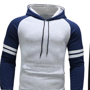 Survêtement à capuche gris marine contrastant avec pantalon de jogging noir pour homme, vêtements de sport décontractés d'hiver, vente en gros, usine OEM, logo personnalisé - Product Image 3