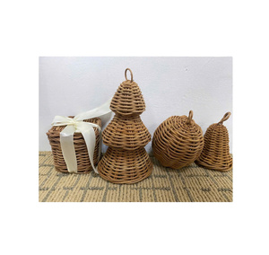 Décor d'arbres de Noël de cloche vintage: Ornement de cloche de Noël en rotin naturel de vente chaude en osier Meilleurs cadeaux de Noël du Vietnam. - Product Image 1