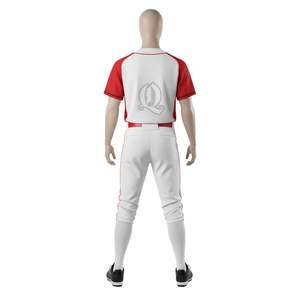 Ensemble d'uniformes de baseball rouges et blancs personnalisés Tissu en polyester respirant Vêtements d'équipe à manches raglan élégants - Product Image 3