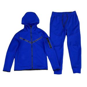 Survêtement à fermeture éclair décontracté personnalisé ensembles de sweat à capuche et pantalons de survêtement à point contrasté ensemble de jogging de sport en caoutchouc avec impression de logo pour hommes - Product Image 1