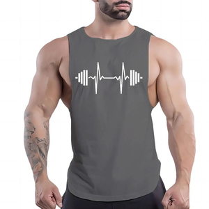 Débardeur de fitness décontracté pour hommes gilet de sport lavé avec maille respirante imprimé gilet de course pour les gymnases et l'entraînement - Product Image 1