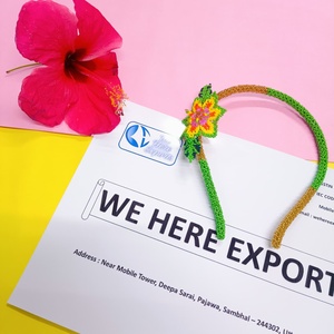 Handmade Eco-Friendly Adjustable <b>Beaded</b> Hairband Floral Design Vibrant Colors for Girls Ethnic Fashion Party Wear Festive - Product Image 5