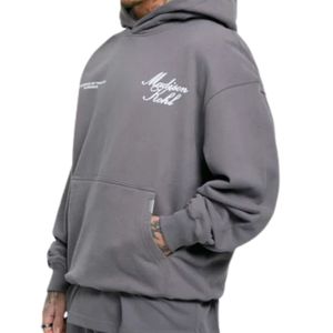 Time Flies Sweat à capuche OTH surdimensionné gris en molleton de coton épais Coupe décontractée Streetwear Capuche à double doublure Vêtements de luxe modernes - Product Image 6