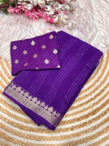 Indian Boutique Export's Latest Ethnic Chinon <b>Fabric</b> Red Saree With Fancy Blouse Trendy Indian Weddings Parties Bridal Women - Product Image 4