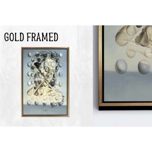 Elegante Impresión Abstracta Surrealista de Dalí: Decoración Moderna de Pared en Vidrio y Lienzo, 1 Pieza con Marco Dorado - Product Image 1