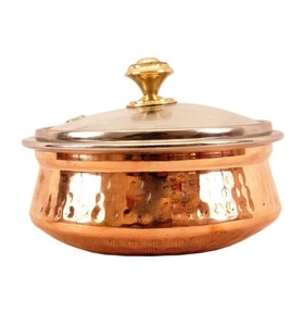 Bol en cuivre en acier inoxydable bol de riz en cuivre avec couvercle et boutons en laiton pour taille personnalisée - Product Image 3