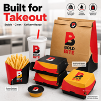 Boîtes d'emballage en papier pour hamburgers à emporter, logo personnalisé, poulet à emporter, contenants jetables de qualité alimentaire pour la restauration rapide