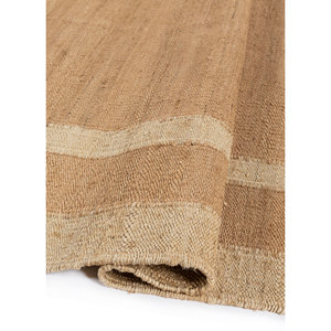Tapis rayés en jute et chanvre tissé plat beige et marron Daaira PDJT-379 pour usage domestique - Product Image 2