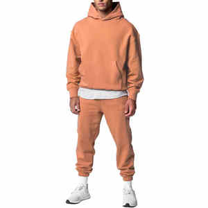 Vente en gros d'ensemble de survêtements surdimensionnés de haute qualité, logo personnalisé, lavage à l'acide 100% coton 350 400 gsm, sweats à capuche et survêtements unisexes - Product Image 1