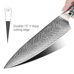 มีดเชฟเหล็กดามัสกัสใช้ในครัวด้ามเรซินใบมีดคมแบบกำหนดเองได้ - Product Image 4