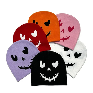 Custom Design Fashion <b>Skull</b> Heart Pattern 100% Acrylic <b>Skull</b> <b>Caps</b> <b>for</b> <b>Men</b> Women Unisex Winter Warm Casual OEM Service Wholesale - Product Image 1