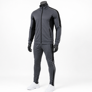Survêtement de sport personnalisé pour homme en polyester, veste zippée intégrale et pantalon de jogging, tenue de sport pour la course et l'entraînement, OEM ODM - Product Image 2