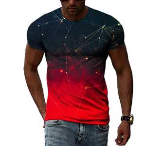 Camiseta de línea negra y roja de verano con logotipo personalizado para hombre, camisetas de manga corta con servicio OEM a la venta - Product Image 1