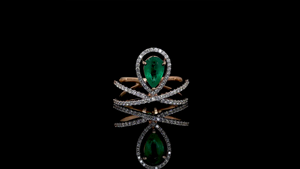 แหวนมรกตสีเขียวแล็บกรูว์น และเพชรทรงกลมที่เพาะเลี้ยงในห้องแล็บ |   แหวนเพชรสำหรับใส่ทุกวันและใส่ทำงานที่ดูหรูหรา |   รับผลิตแบบ OEM และ ODM - Product Image 2