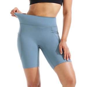 Shorts de cycliste taille haute pour femmes, shorts de yoga bleus, shorts de sport, vêtements de sport extensibles, bas de compression doux pour l'entraînement et la remise en forme - Product Image 3