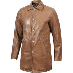 Low Moq Abrigos de cuero de diseño personalizado para hombres Uso al aire libre Ropa de hombre Abrigo de cuero liso de color sólido - Product Image 5