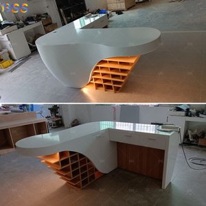 Hiện Đại lễ tân Thiết kế bàn cho y tế tùy chỉnh corian y tá trạm truy cập phía trước bàn nhỏ L hình dạng bàn tiếp tân - Product Image 3