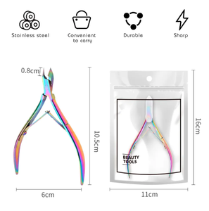Alicates para Cutículas de Acero Inoxidable Curvados en Oro Rosa de Cuatro Colores con 16 Mandíbulas y Apertura Ancha, Alicates de Manicura con Doble Resorte - Product Image 2