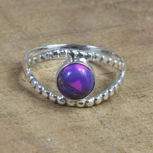 Anillos de promesa de Plata de Ley 925 púrpura para mujer, joyería de cobre turquesa hecha a mano para bodas - Product Image 5