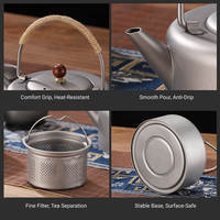 Ensemble de tasses à thé en titane pur, léger, écologique, portable, pour le camping en plein air, avec un design minimaliste et un coffret cadeau de luxe