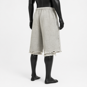 Pantalones Cortos de Algodón para Hombre al por Mayor, Personalizados, Estilo Desgastado, Holgados, con Dobladillo Deshilachado, Largos hasta la Rodilla, Estilo Urbano - Product Image 5