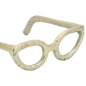 Lunettes argentées fabriquées à la main Sculpture en métal Figurine décorative ornement de table moderne présentoir d'étagère de bureau à domicile élégant - Product Image 6