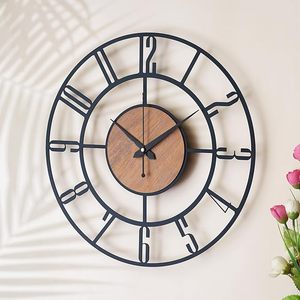 นาฬิกาศิลปะติดผนังโลหะแนววินเทจของตกแต่งบ้านบาร์คาเฟ่นาฬิกาติดผนังทำจากโลหะ & ไม้ - Product Image 6