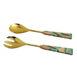 ช้อนเสิร์ฟสลัดทำจากไม้มะม่วงและสแตนเลสมีดีไซน์ที่กำลังมาแรง - Product Image 1