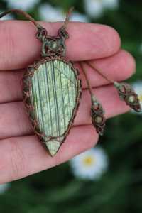 Fait à la main en argent Sterling bohème Hippie Micro macramé collier lunette réglage vert larme Labradorite pendentif fiançailles - Product Image 5