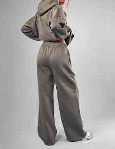 Ensemble de survêtement pour femme de haute qualité, couleur unie, épaules tombantes, 100% coton, 2 pièces, décontracté et streetwear, OEM - Product Image 5