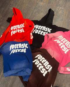 100% algodón estampado desgastado cremallera completa Sudadera con capucha francés Terry algodón hombres bordado polar básico algodón mezclado - Product Image 1