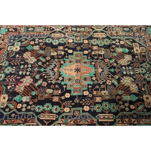 4.9x6.9 ft Turkish <b>Brown</b> <b>Wool</b> Patchwork Rug Eco-Friendly Latex Backing - Product Image 5