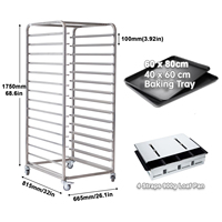 Chariot de séchage de boulangerie en acier inoxydable à 15 niveaux, 1750x815x665mm, 30 plateaux, chariot de séchage pour fumoir, sécheur à saucisses et à viande