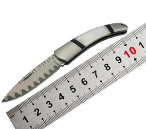 Couteau pliant à lame dentelée en acier inoxydable avec manche en bois personnalisable et gravable, couteau de chasse, de camping et Bowie OEM en gros - Product Image 2