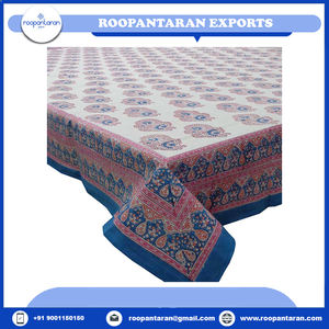 Hot Selling Indian Manufacturer Table Cloths <b>Rectangle</b> Hand Block Printed Timeless Craftsmanship Pure Cotton <b>Tablecloths</b> At Sale - Product Image 2