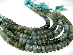 Musgo Natural Aguamarina Rondelle Facetado Tamaño 7-8mm Cuentas de piedras preciosas Strand 8 pulgadas - Product Image 4