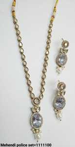 Conjunto de collar elegante Kundan y gota chapado en oro tradicional indio y de moda, pendiente a juego con COLLAR COLGANTE de cadena - Product Image 4