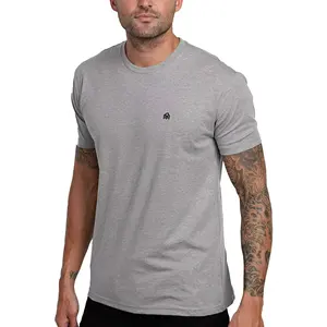 高级男士基础圆领t恤 -- 柔软合身的日常男士t恤 (灰色希瑟，大号) 定制高领毛衣贴牌反