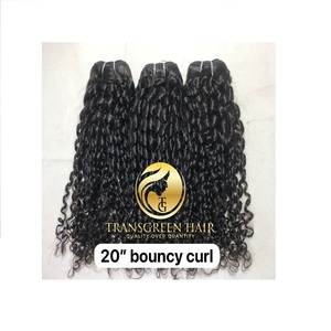 Exportation Top Vente Produit 100% Vierge Indienne 20 "Bouncy Curly Bundles Avec Fermeture Extension de Cheveux Humains Donneur Unique Cheveux - Product Image 1